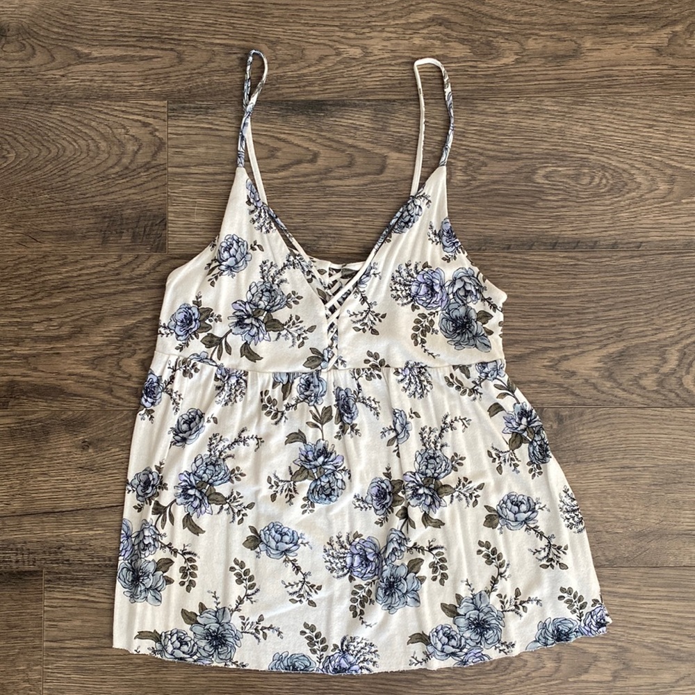 Soft Floral Print Spaghetti Strap Tank Top Vacation, Back to School, Y2K Vibes